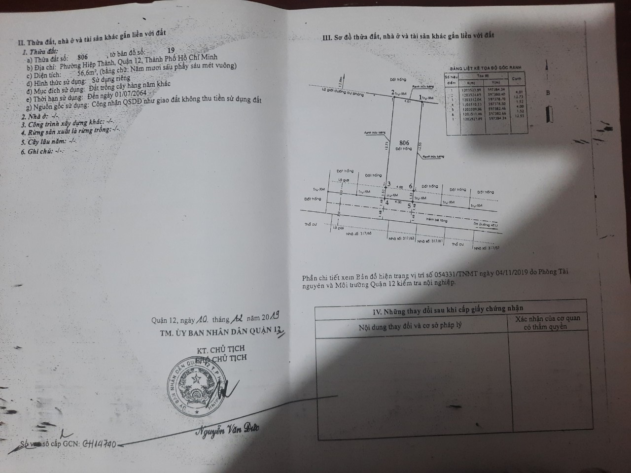 Bán lô đất diện tích 4x14,5 giá rẻ 2 tỉ 650 triệu tại phường Hiệp Thành Quận 12