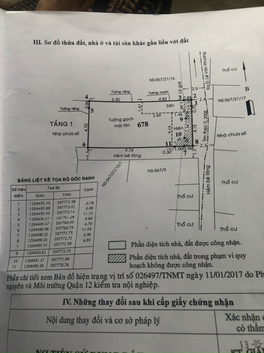 Bán nhà riêng 5,55x12m hẻm chiết ga số 567 Lê Văn Khương, phường Hiệp Thành, quận 12